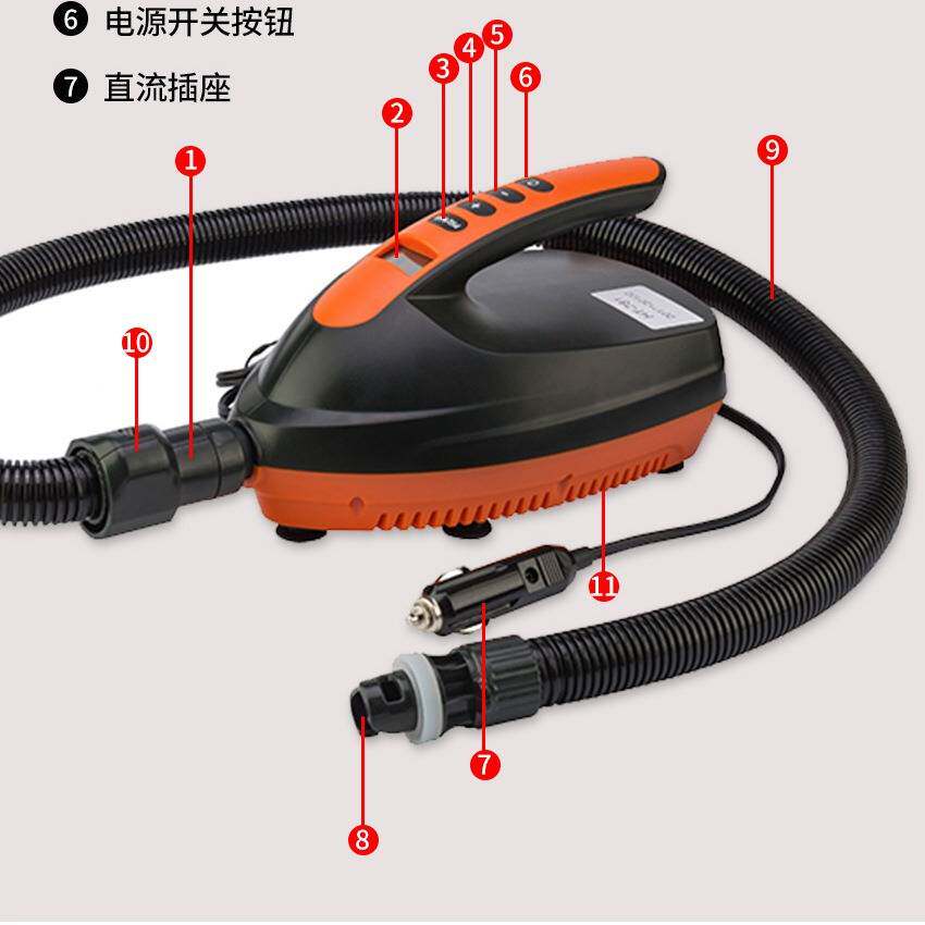 滑水板冲浪板SUP桨板直流充气泵车载电动充气增压泵充气泵