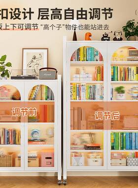 钢书夹缝柜家用带防尘QRE儿童书架落地门置物客厅角制落可移动小