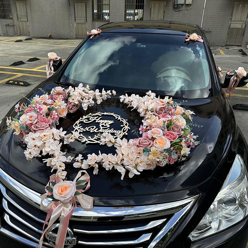 婚车装饰结婚花车主车婚礼车队布置全套仿真花头婚车装饰套装拉花