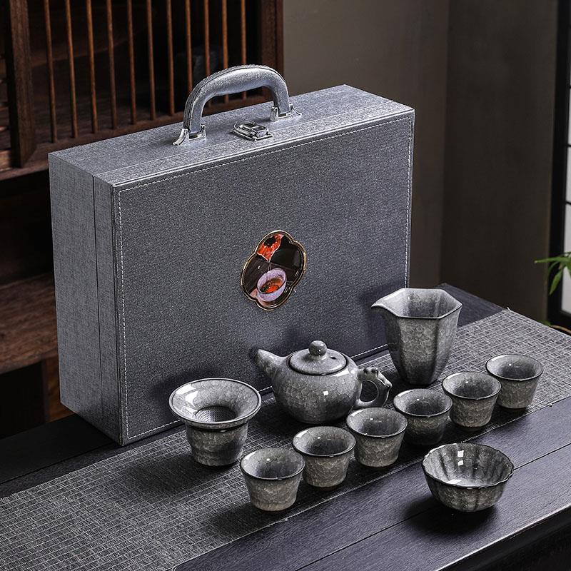 黑冰功夫茶具套组整套高端冰花西施壶冰裂釉茶具遇水化冰陶瓷家用