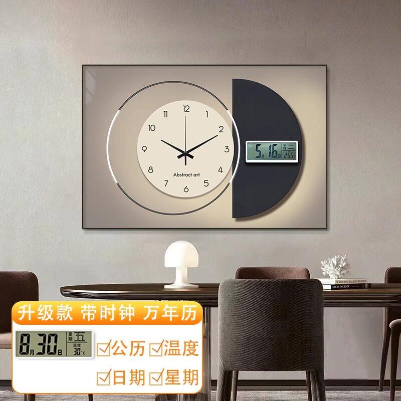 现代简约电表箱装饰画带钟表万年历挂画高级电闸盒配电箱遮挡壁画图片