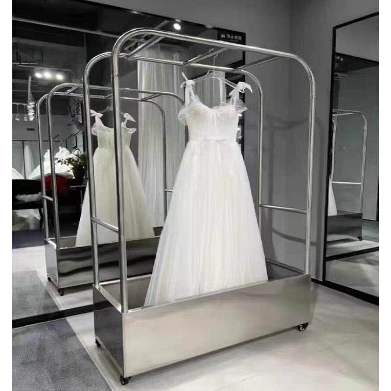 影楼工作室礼服店高档展示架高档婚纱架子不锈钢禾服挂衣架银色