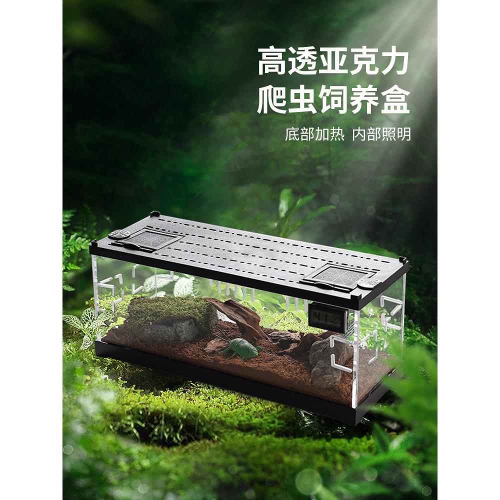 亚克力爬虫盒小型照明加热防逃逸寄居蟹仓鼠笼繁殖缸爬宠物饲养箱