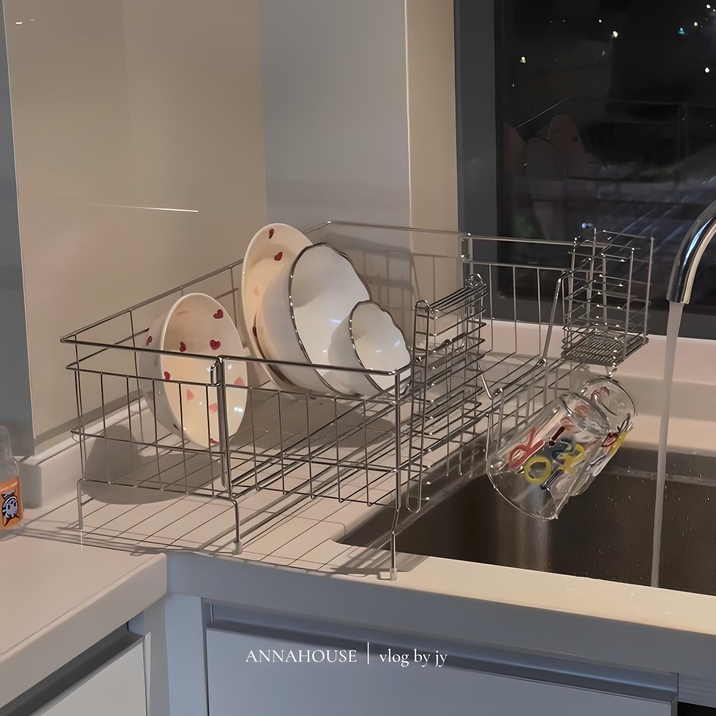 【新家的100个快递】水槽沥水架厨房可伸缩置物架多功能餐具收纳