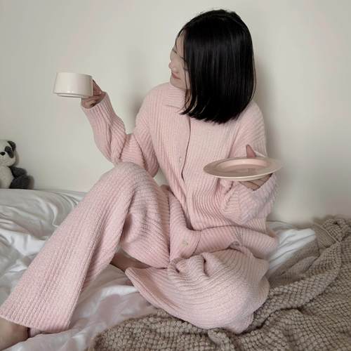 坑条边半边绒家居服秋冬新款睡衣套装可外穿·KL24-044显瘦宽松