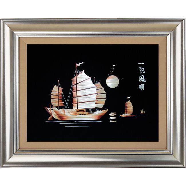 纯手工艺术品 麦秸秆烫画 芦苇 大幅无框挂装饰横 一帆风顺