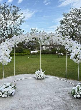 婚庆新款弧形拱门架子白色组合花艺套装婚庆舞台背景装饰仿真花排