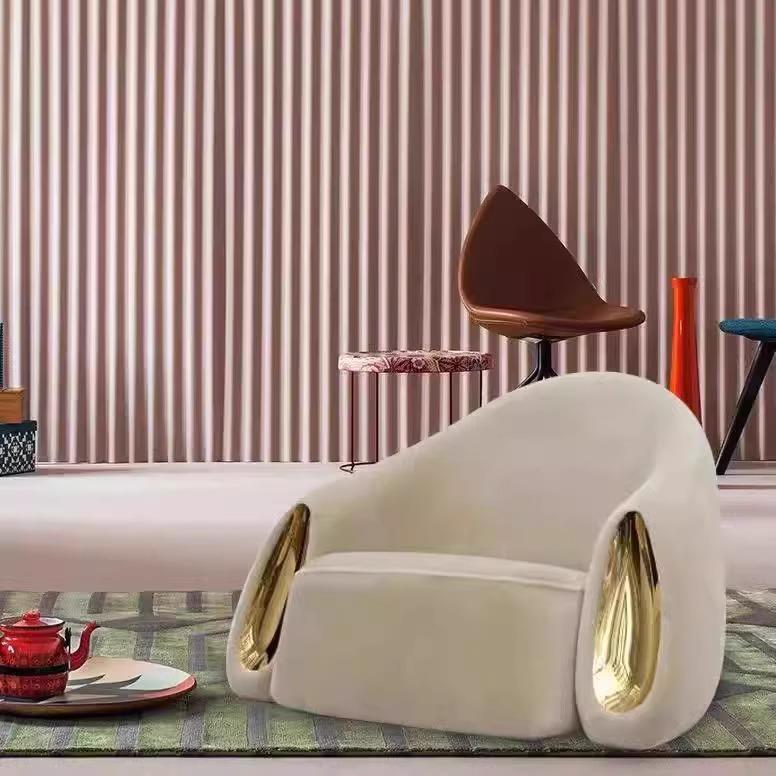 意式轻奢设计师后现代沙发椅酒店别墅客厅接待会客休闲单人沙发椅