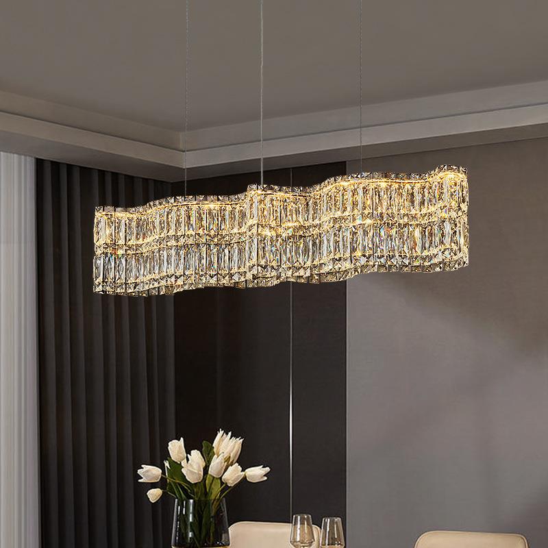 铧锒新款现代简约餐厅水晶吊灯意式高颜值设计吧台一字水晶吊灯