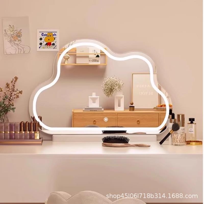云朵化妆镜台式桌面带灯梳妆台镜子轻奢LED智能镜卧室 云朵梳妆镜