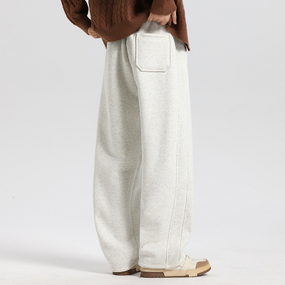 羊羔绒直筒裤子男款冬季