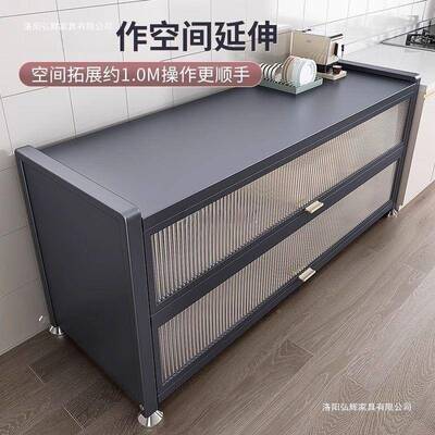 厨房置物架落TKT地层收纳炉碗柜柜多功能微波橱餐边储物多柜子