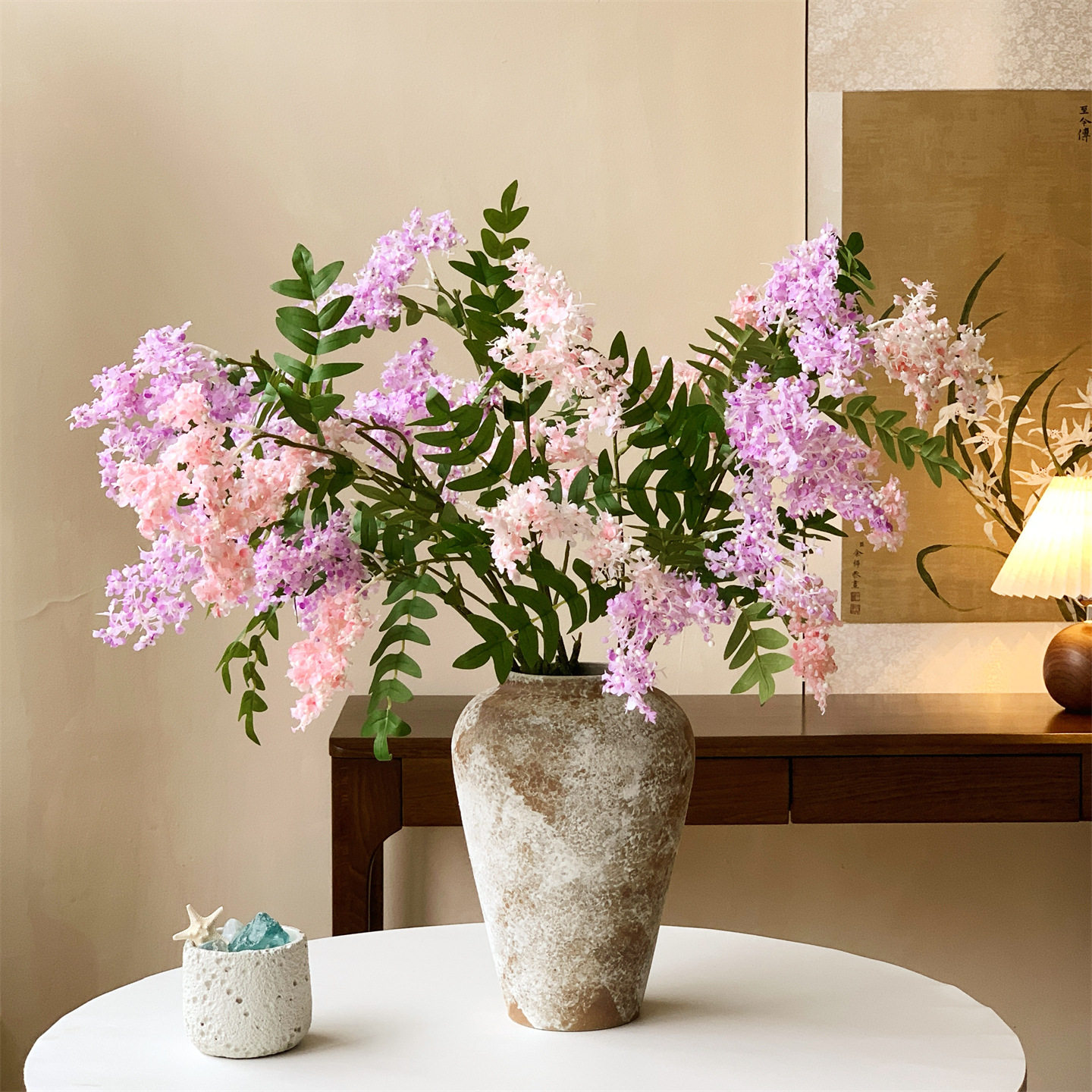 仿真槐树花假花摆设高级感逼真法式高档橱窗客厅餐桌装饰花艺摆件