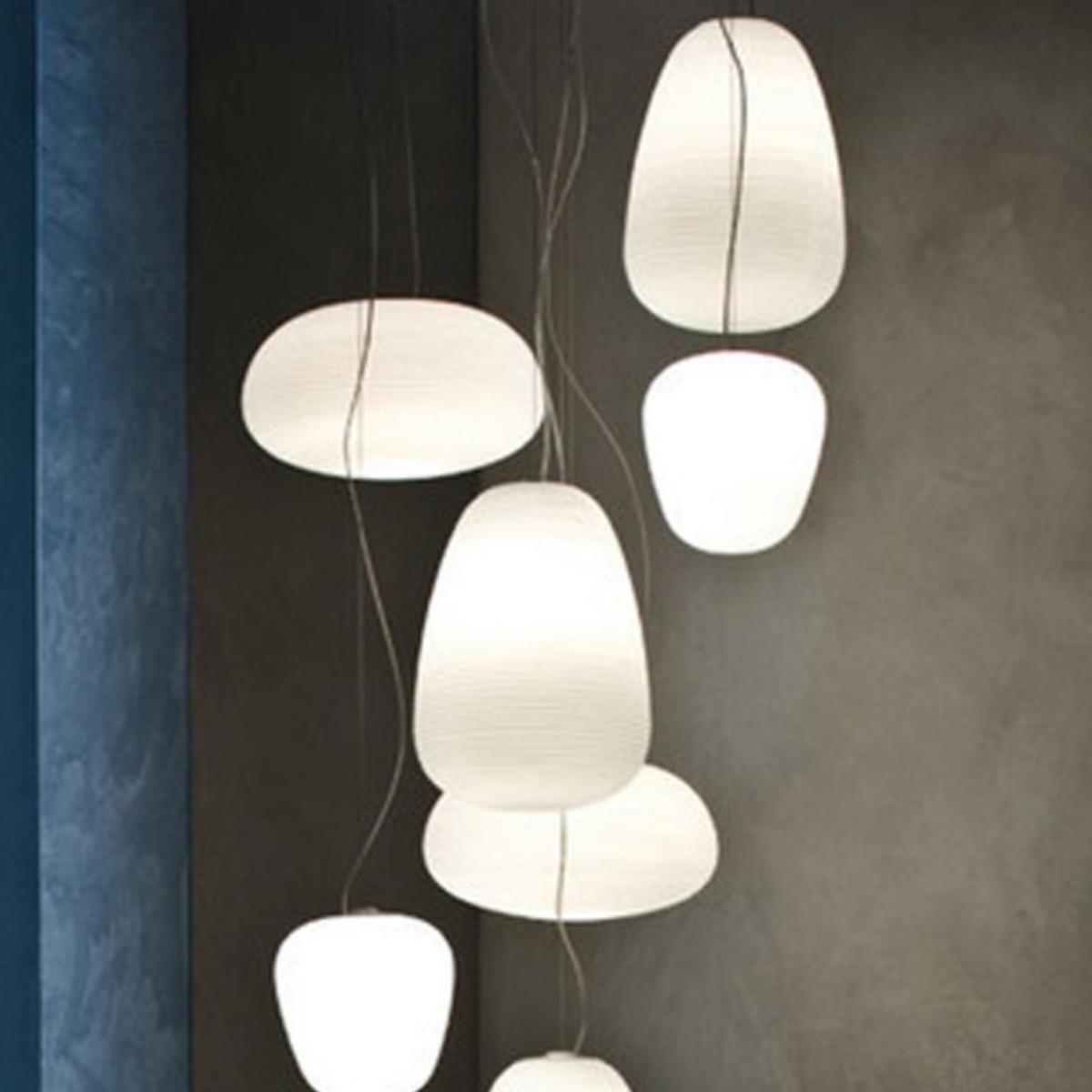 意大利别墅挑高loft复式餐厅吧台玻璃灯公寓中空挑高客厅楼梯吊灯