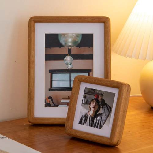 OQ5M黑胡桃木圆做角F766SSJ7桌面摆洗照片成相框8童寸台6儿榫卯装