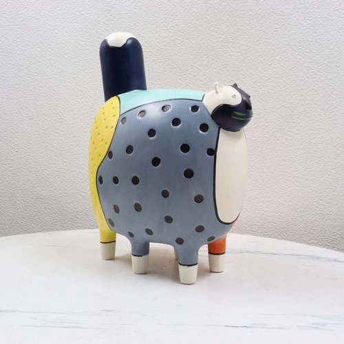 咪软现代极简抽象彩波点猫摆件样板间客厅色电视-BJ00027柜装饰品