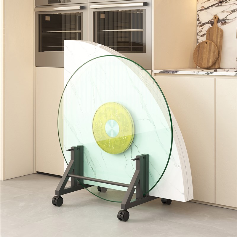 餐桌玻璃转d盘存放架家用放圆桌面专用收纳架子支架转盘托架置物