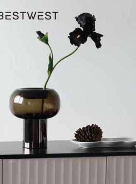 博西家居品玻璃培花瓶摆件花客厅插装饰餐桌水鲜花瓶样板间AD2004