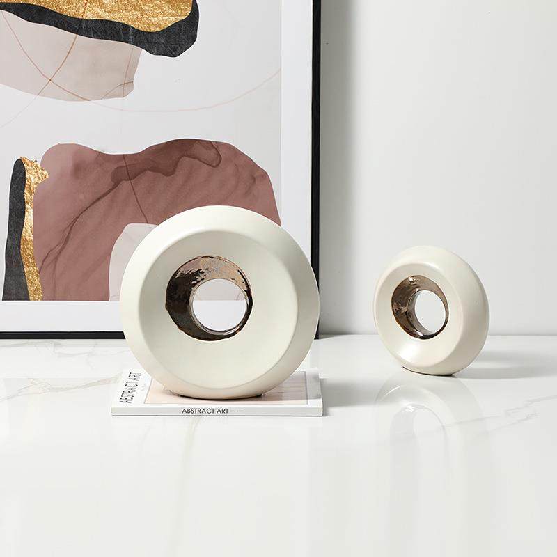 现代i风ns几何XLA艺术圆柜洞陶瓷摆件房样板电视背景墙橱创意装饰