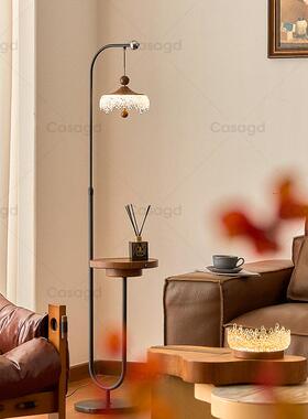 水滴落地木灯客厅沙发旁边高感胡桃92203色体置物架一边几级卧室