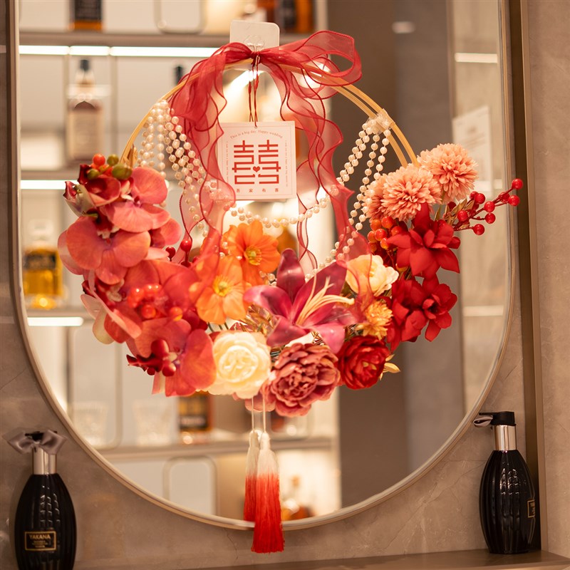 结婚挂件婚礼花环网红婚s房拉花布置新房卧室门背景墙场景装饰好