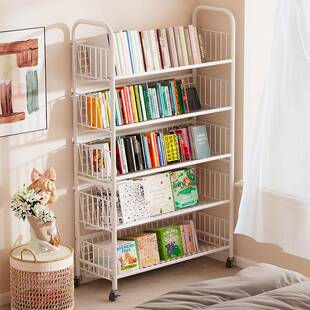 客厅艺铁厚移书架落地加置物AGY架带轮儿童零食小推动车多层收纳