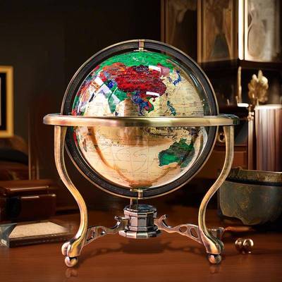 业2新025款铜地球仪摆件办公室468摆书房客厅工艺件招财乔迁开礼