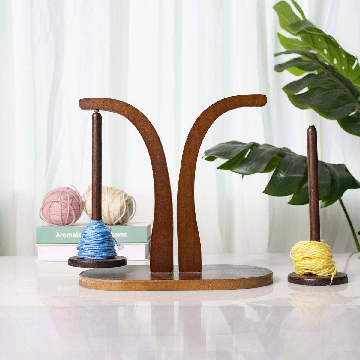 木L制双轴毛置线架纱线支架实木纱球物架用可线旋转家毛线架