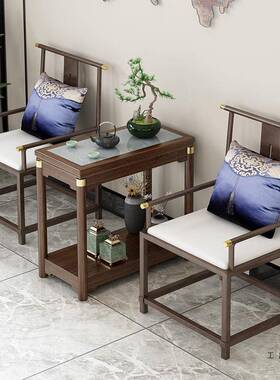 中式轻奢沙发边新柜边柜岩板边几角几实26319木古典侧窄客厅茶几