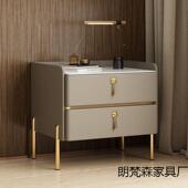 欧轻奢实木床头柜简约现代用卧室Z 17岩储板床边柜家软质北物柜子