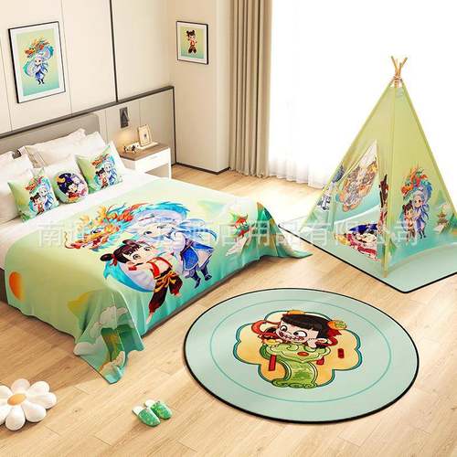 225年款哪吒敖新丙主酒店亲子房UTR0布置床盖抱枕帐篷题地垫挂画