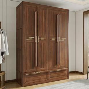 式纯实木乌金檀木代衣柜卧室开中平移46门大容量衣橱现家新用WYD