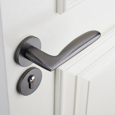 门锁室内TXG卧色室静音门锁卫生间木门黑把手灰家用通用型房房间