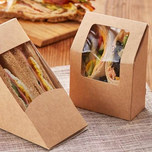 现包货炸鸡薯条治纸盒一次性三明面包打盒开小窗贴片零73792988食