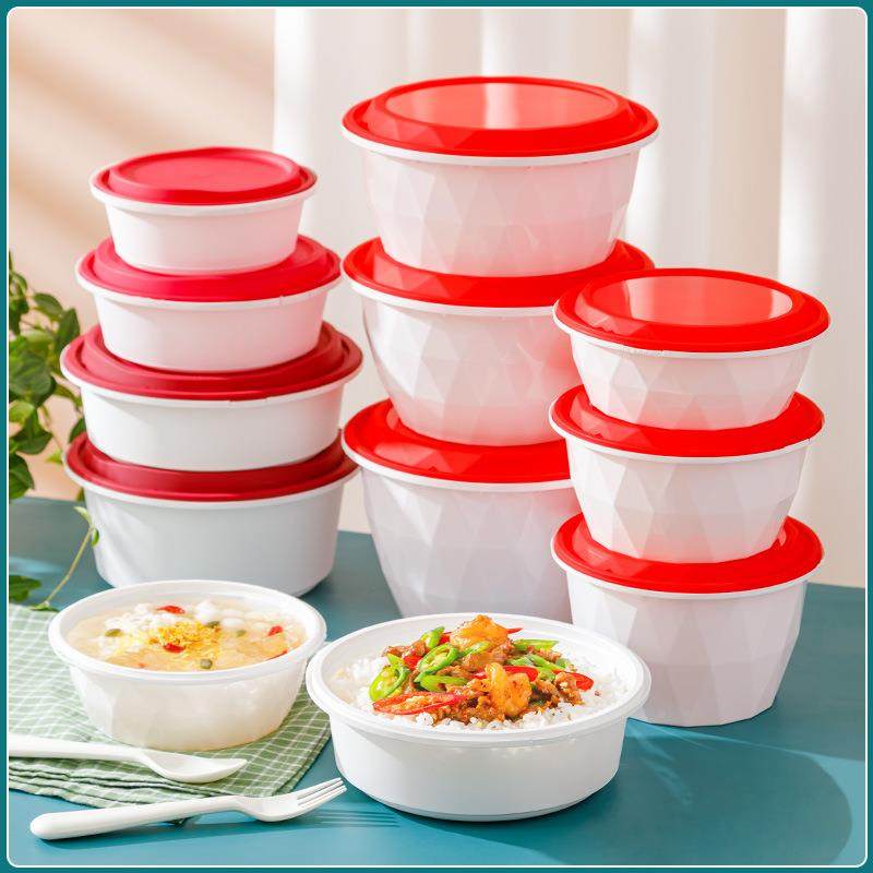 外打UVA盒子一次性加厚圆锁扣碗防盗卖扣餐饮塑料圆形打包包餐盒