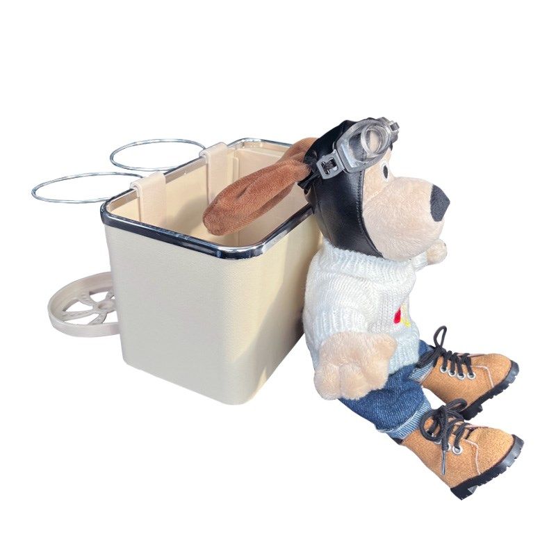 车载多功能储物盒扶手箱纸巾盒A可爱掌门狗收纳盒垃圾桶二合一车