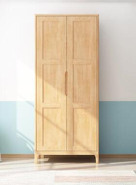 北门欧实木推拉衣柜现代约原木两VFR大门卧室移门简带抽屉衣橱收