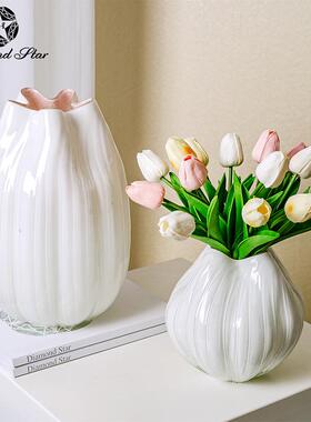 钻插石星色玻璃花白中式仿瓷水培复古花器高级感22169批瓶发摆件