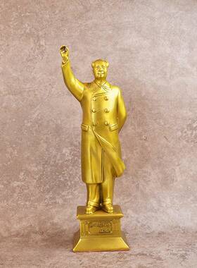 宏达全黄铜招手伟人像全身像办像精工伟人公室雕塑铜器摆件