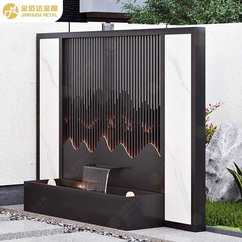 新中式庭院铝合金屏风隔断别墅花园发G光景观墙入户院子铝艺装饰