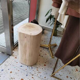 摆6R木树桩实木墩子树墩原木茶几凳服装店坐凳件床桩头88柜边大几
