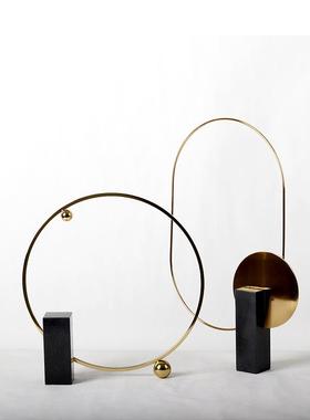 轻抽象创几艺术摆件简奢约现代酒店客厅装饰品意家居何ES-A6023样