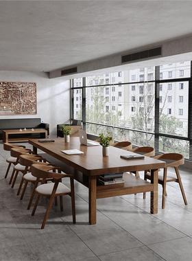 实木议带双层板脑现会桌长桌简约SUNX-123代公司长条工作台电办公