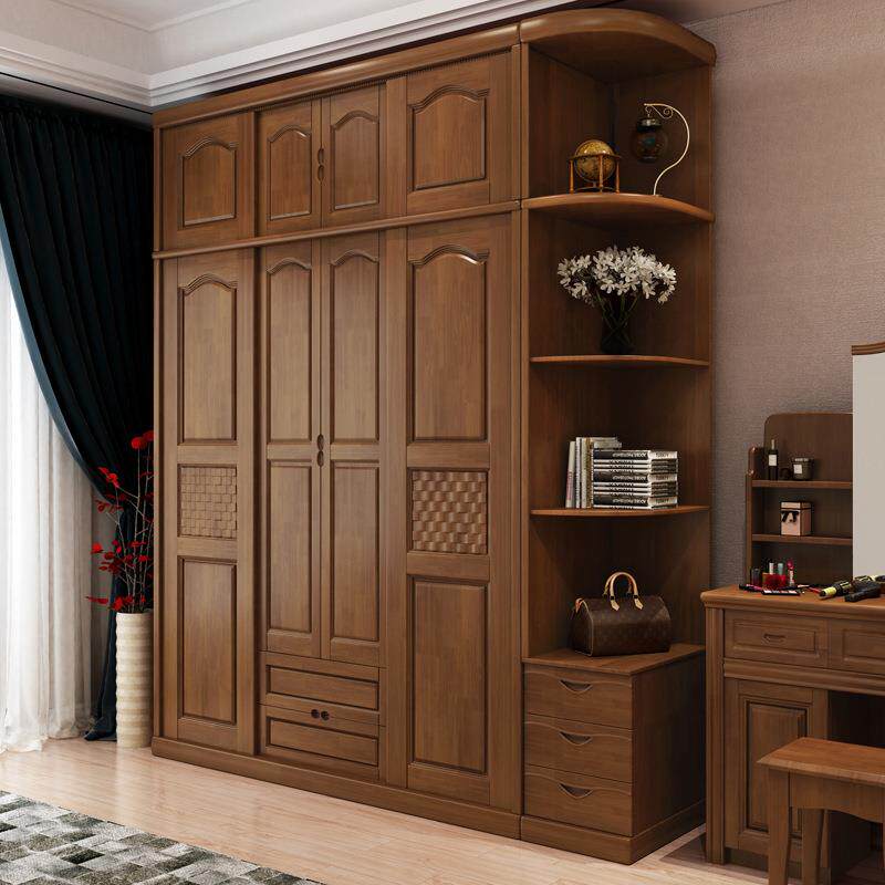 168实木推拉门移门柜衣卧室柜子代简约现中式经济型组4门衣橱合