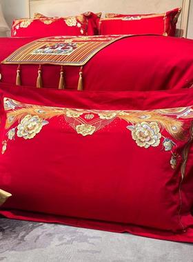 225新款花刺绣提婚庆多件套1.8m床单款四件套0ZJF49104相守