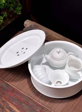 中潮汕功式夫茶具办公室41301家用茶器简约白泡壶瓷茶茶杯茶盘套