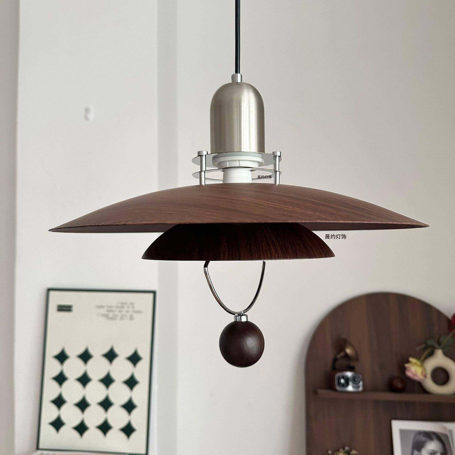 可降摇臂日侘787寂中古风餐厅吊灯宋升式美学纹灯具式胡桃木飞碟,家装灯饰光源,智能吊灯,淘宝优惠券,粉丝福利购,淘宝优惠卷