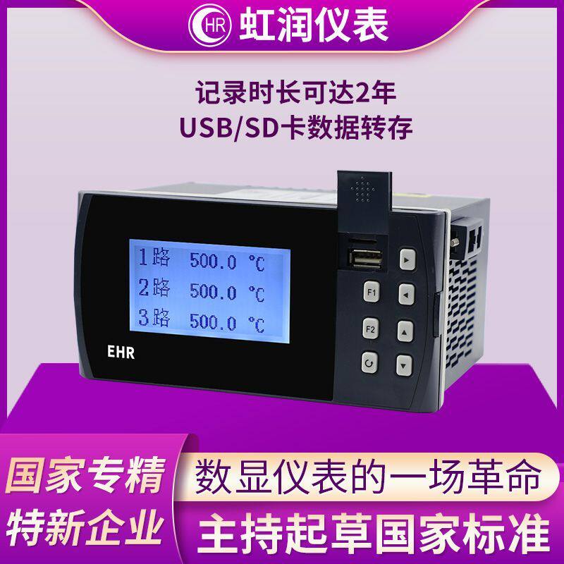 虹润无纸记录仪迷你单色汉显数字显示温度压力液位液晶显示仪F100