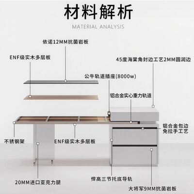 岩板面KZK台意式岛台餐桌一体吧台能功伸缩款开放式厨多房纯白中