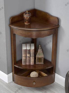 实角木三墙角柜转LVI柜美式拐角柜角柜置物架客厅沙发装边柜小矮